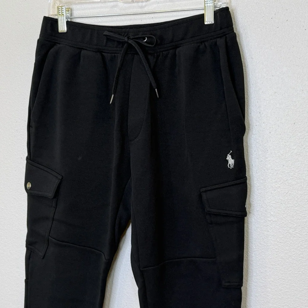Polo Ralph Lauren Aviator Joggers Mens Sz Small Black Cargo Pockets Double Knit